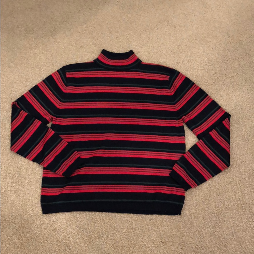 Vintage New Pendleton 100% Merino Wool Boxy Relaxed Stripe Turtleneck Sweater